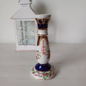 Chinese Porcelain Floral Candle Holder 6''